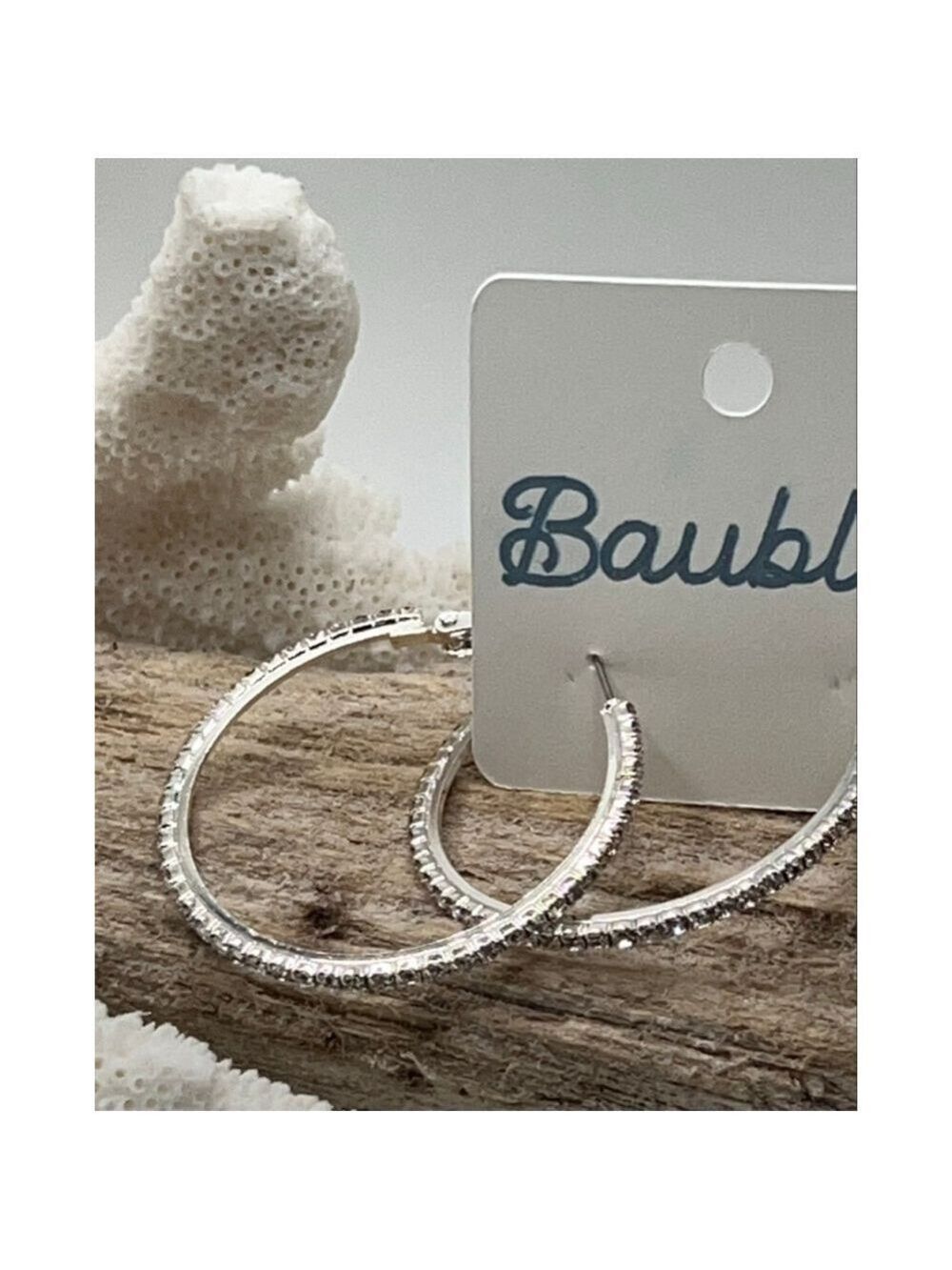 Baubles Silver Channel Set Hoops - Picture 4 of 9
